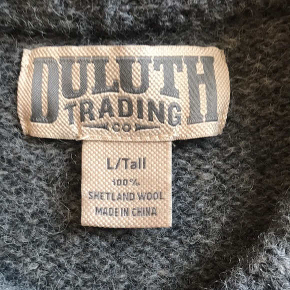 Duluth Trading Co. Shetland Woold Men’s Grey Crewneck Sweater Large Tall - Picture 2 of 5